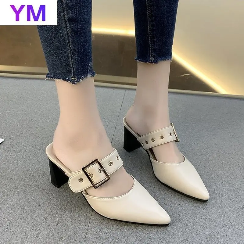 Сандалии женские с острым носком туфли-лодочки из искусственной кожи