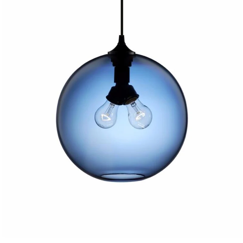 Loft 7 color glass ball Pendant Lamps modern E27/E26 led 2 lights cord lamparas pendant for restaurant living room bar | Лампы и