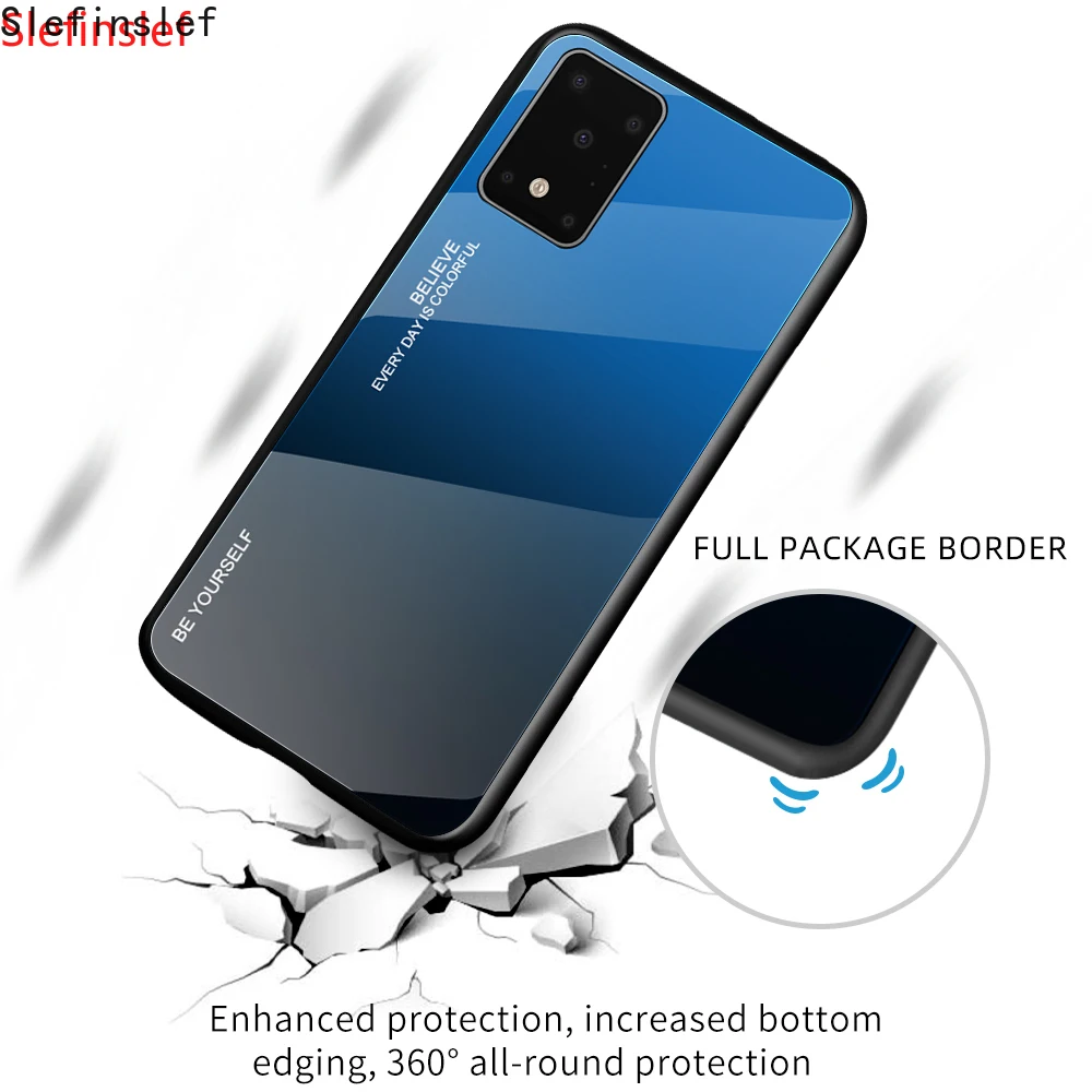 Градиентный чехол для телефона из закаленного стекла Samsung Galaxy S21 S20 Ultra S10E S10 S9 S8 Plus
