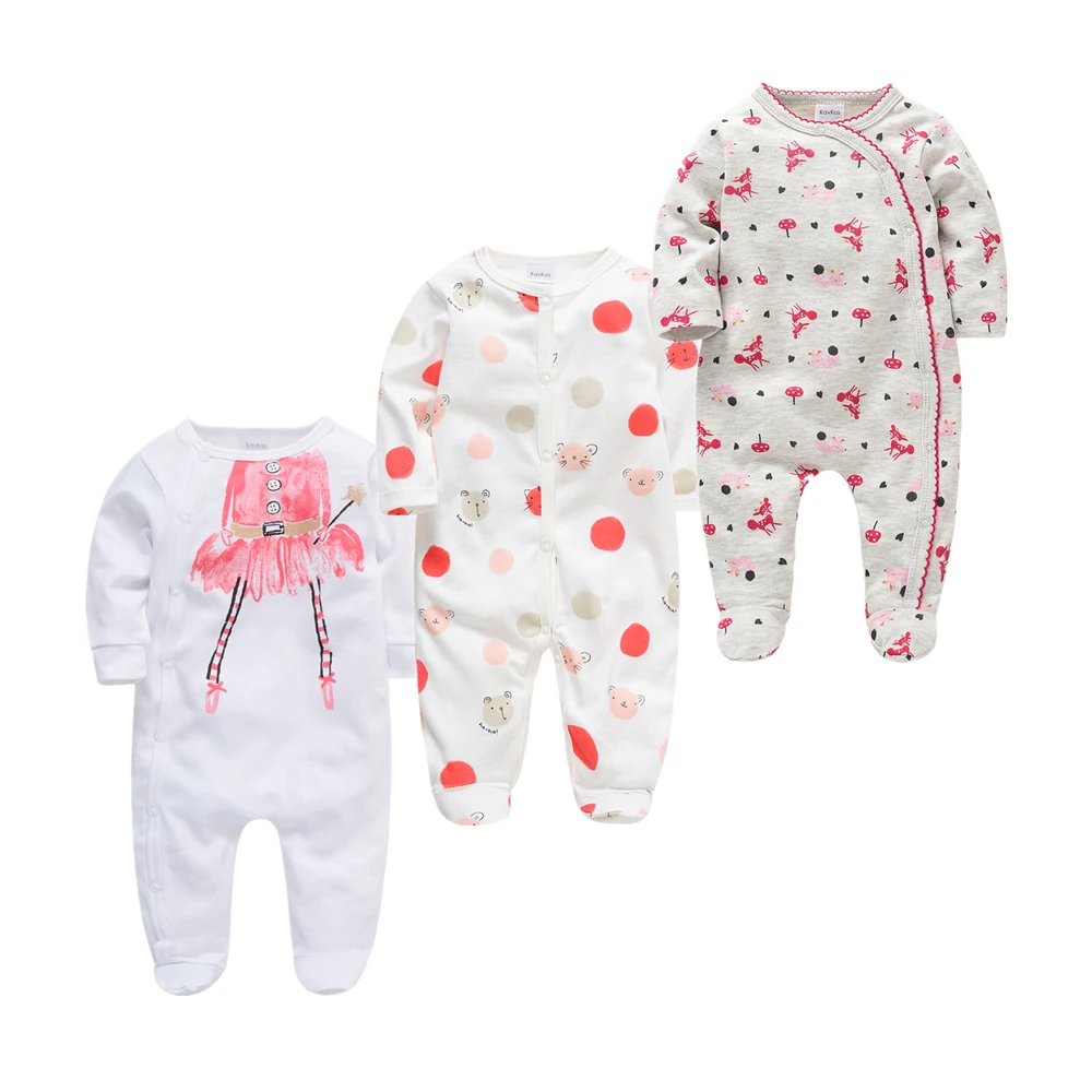 3 шт Комбинезоны для маленьких девочек 0-12 месяцев хлопковые комбинезоны цельный