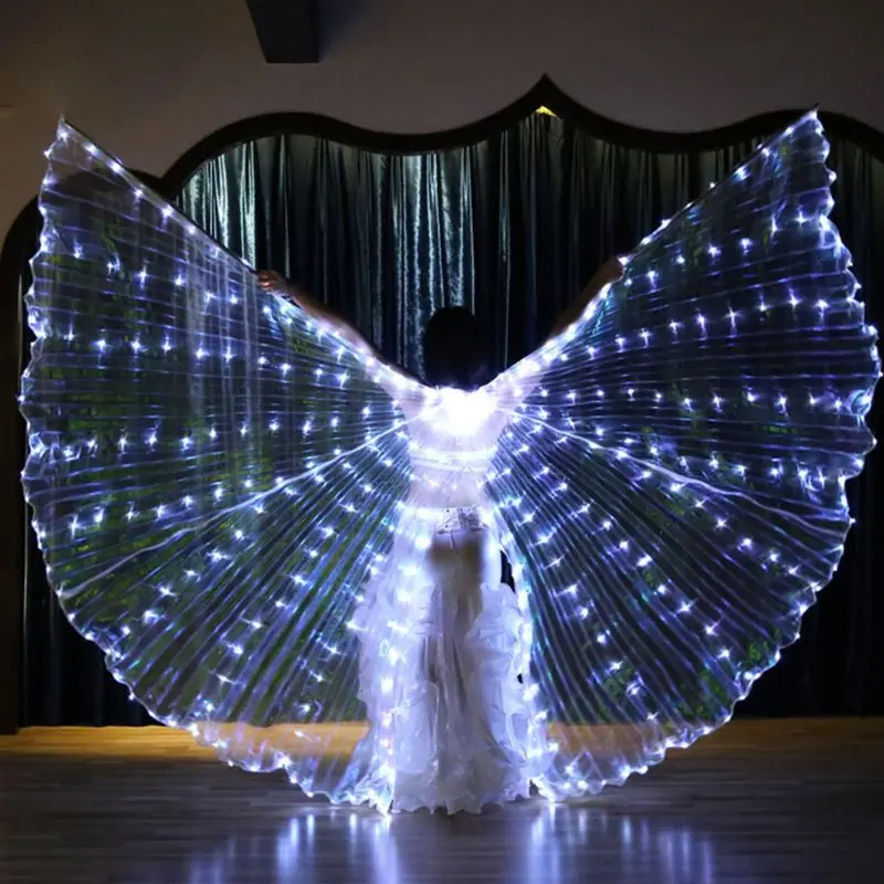 

Взрослый танец живота открывающийся Угол Крылья 360 градусов светодиодный светильник с гибкими палочками Хэллоуин вечерние реквизит для сц...