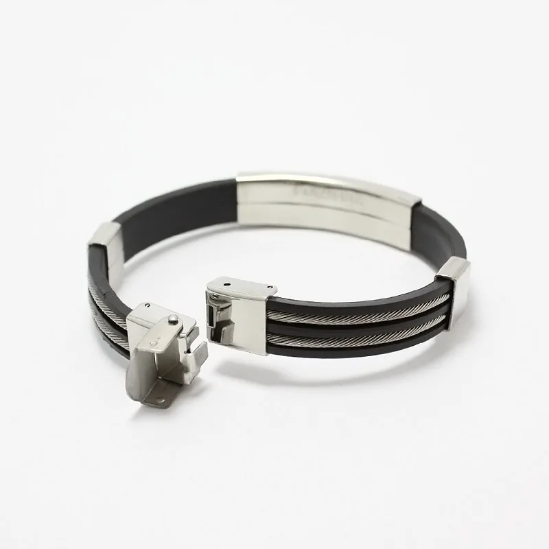 Трендовые спортивные силиконовые мужские браслеты-шармы серебристого цвета из