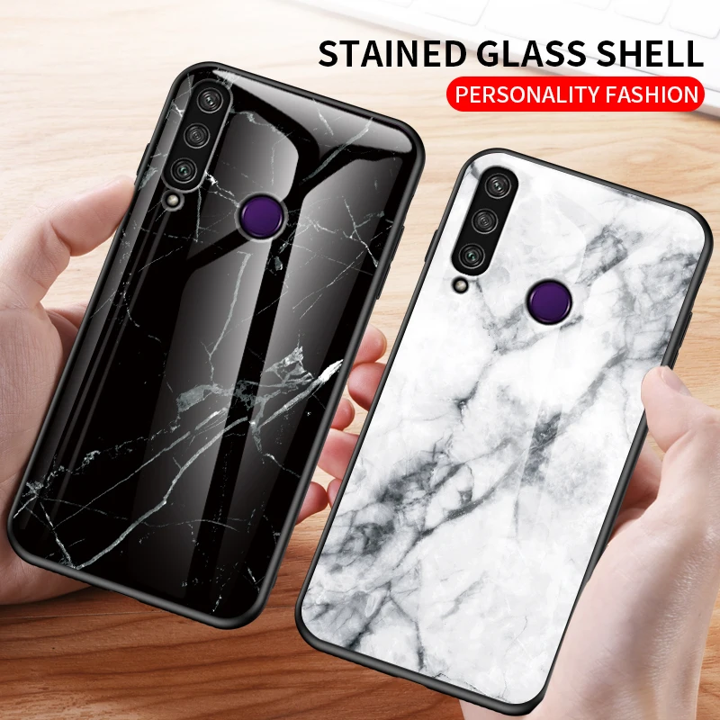 

For Huawei Y7 Y9 Prime 2019 Case Marble Tempered Glass Phone Cover Huawei Y5 Y6 Y9 Y7 Pro 2018 2019 Y5P Y6P Y7A Y7P Y9A Y9S Case