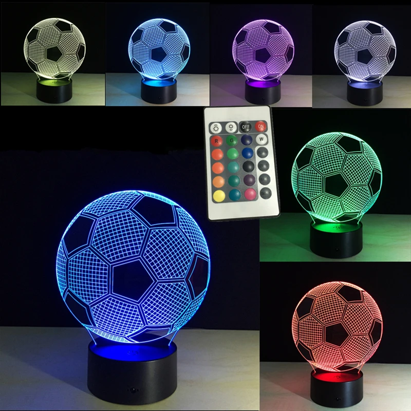 

3d Lighting Fixture Football LED Table Night Lamp Remote Control RGB 7 Colors Changing Indoor Night Lights Illusion Lamp