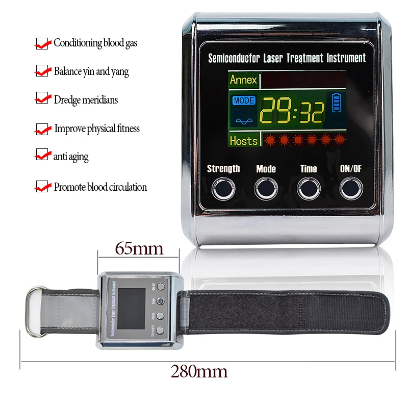 Диодный лазер 650nm LLLT физиотерапия часы для лечения диабета холестерина