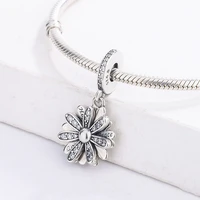 925 sterling silver sparkling daisy flower pendant in the wild and bloom charm bracelet diy jewelry making for pandora