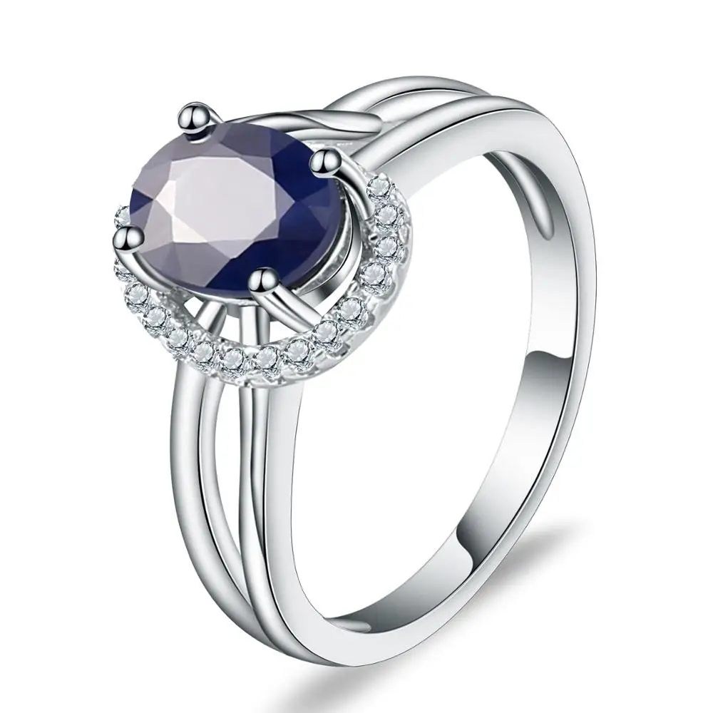 Gem's Ballet 1.66Ct натуральное синее сапфировое кольцо из драгоценных камней 925 пробы Серебряное классическое обручальное кольцо кольца для женщин хорошее ювелирное изделие