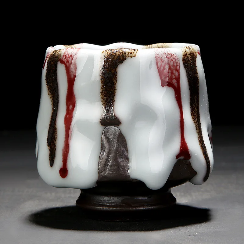 

Handmade Kiln Baked Tianmu Jianzhan Tea Cup Large Ru Kiln Ceramic Kung Fu Tea Set Single Cup Retro Coarse Pottery Master Cup