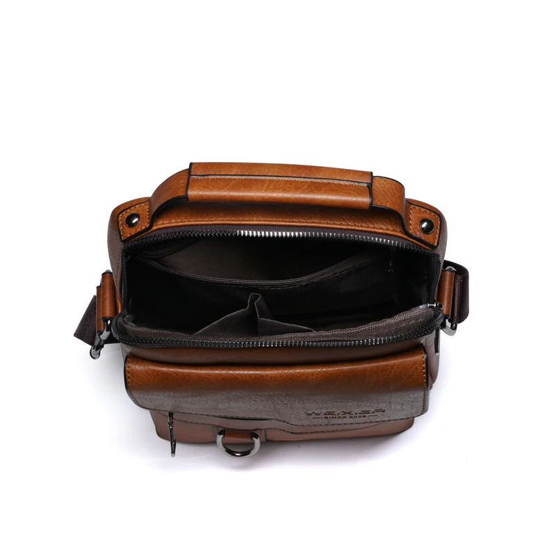 

2020 New Men Vintage PU leather Shoulder Bag Waterproof Zipper Closure Crossbody Purse Adjustable Handbag