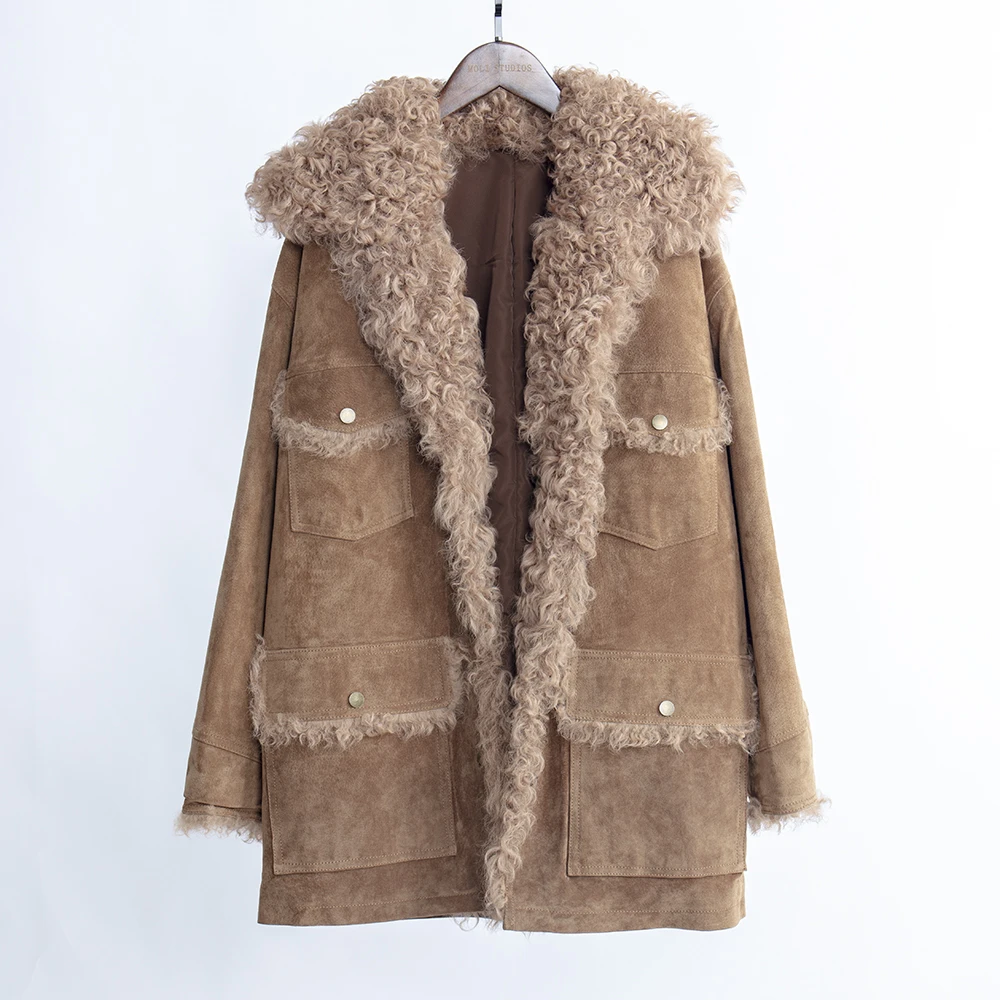 Женская зимняя одежда куртка из натуральной кожи 2019 оверсайз толстый помпон