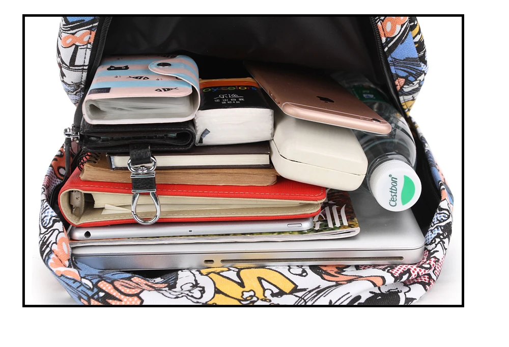 Женский мультяшный модный рюкзак дорожный холщовый женский в стиле хип-хоп с