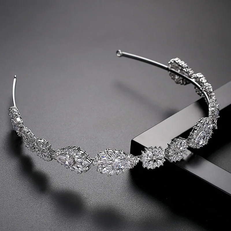 SLBRIDAL медная свадебная тиара с кубическим цирконием головная повязка королева