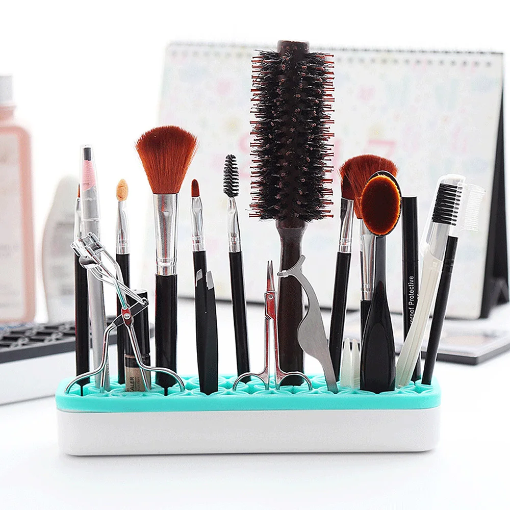 

Silicone Cosmetic Makeup Brush Holder Organizer Air Drying Brush Rack Beauty