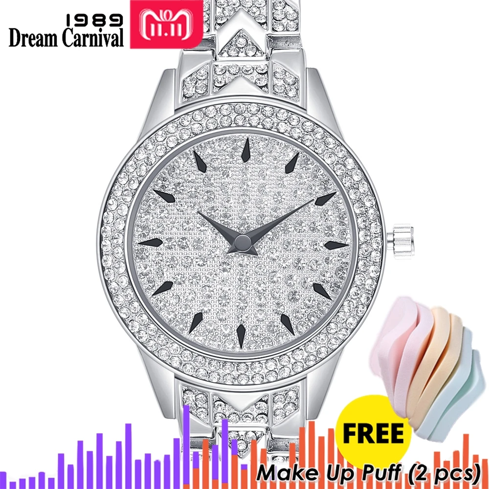 Dreamcarnival 1989 офисные женские часы с круглыми часами, классические женские часы с кристаллами, роскошные часы с камнями, с фабрики A8346