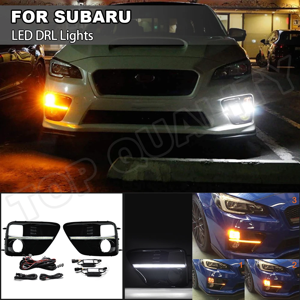 

For Subaru WRX/WRX STI 2015-2017 Flashing DRL LED Daytime Running Light + Indicator Dynamic LED Turn Signa Light Bezels Fog Lamp