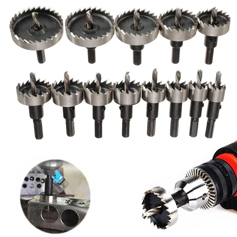 13Pcs Drill Bit Hole Saw Set High Speed Steel Tip Tooth Cutter Bits Kit Drilling Tools for Plastic Stai | Инструменты