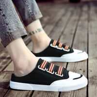 new low cut canvas half slippers mens shoes flat non slip student flat shoes trendy lightweight breathable casual shoes