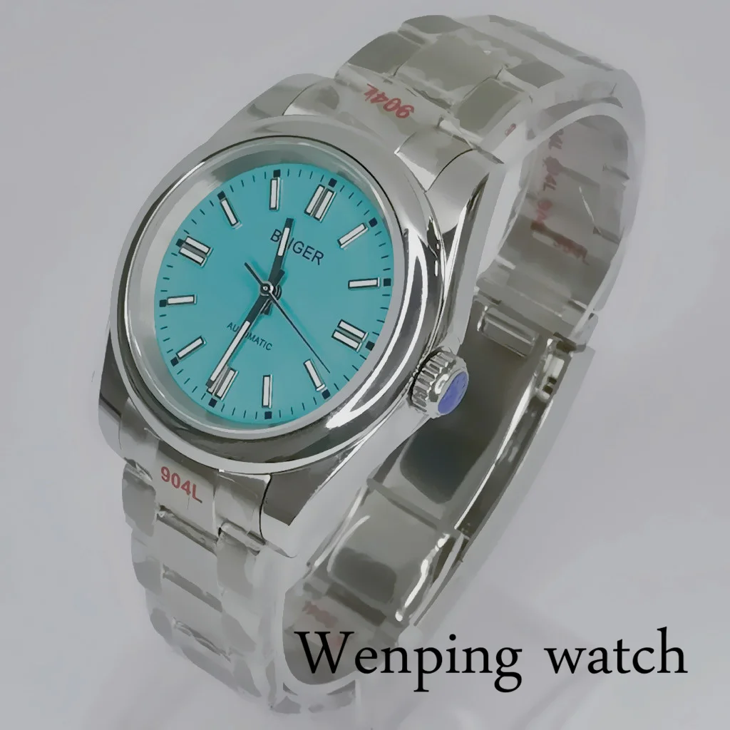 

Bliger 36mm/39mm Blue Multiple Colour Dial Mens Watches Green Luminous Sapphire Glass NH35/Mingzhu 2813/PT5000 Automatic Watch