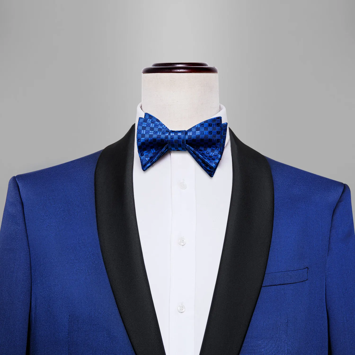 

Галстук-бабочка для мужчин, шелковый галстук-бабочка, мужской галстук, черный темно-синий, решетка, Hanky, запонки, костюм, воротник, съемный га...