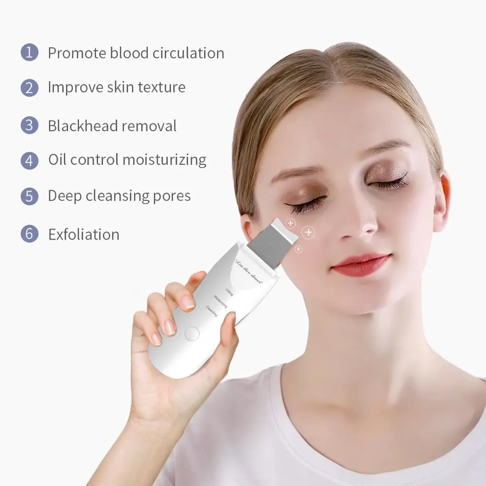 JinKaiRui Ultrasonic Shovel Skin Massager Portable Scrubber Vibration Clean Exfoliation Blackhead Removal