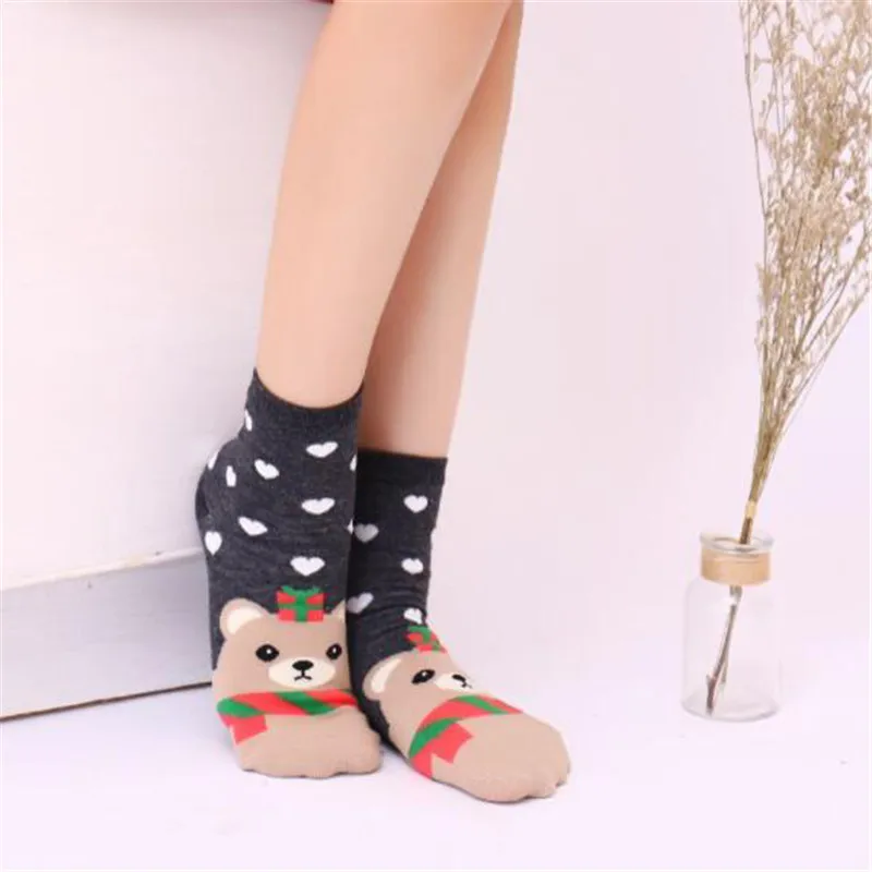 MYORED/5 пар женских носков подарочные носки на Рождество Хлопковые женские