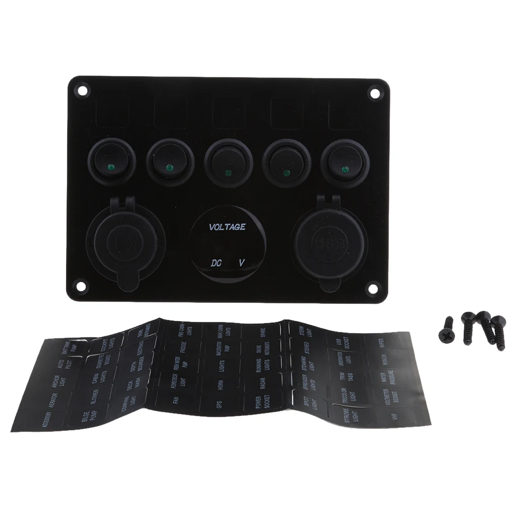 5 банд ВКЛ ВЫКЛ тумблер Многофункциональный зеленый светодиод двойной USB порт