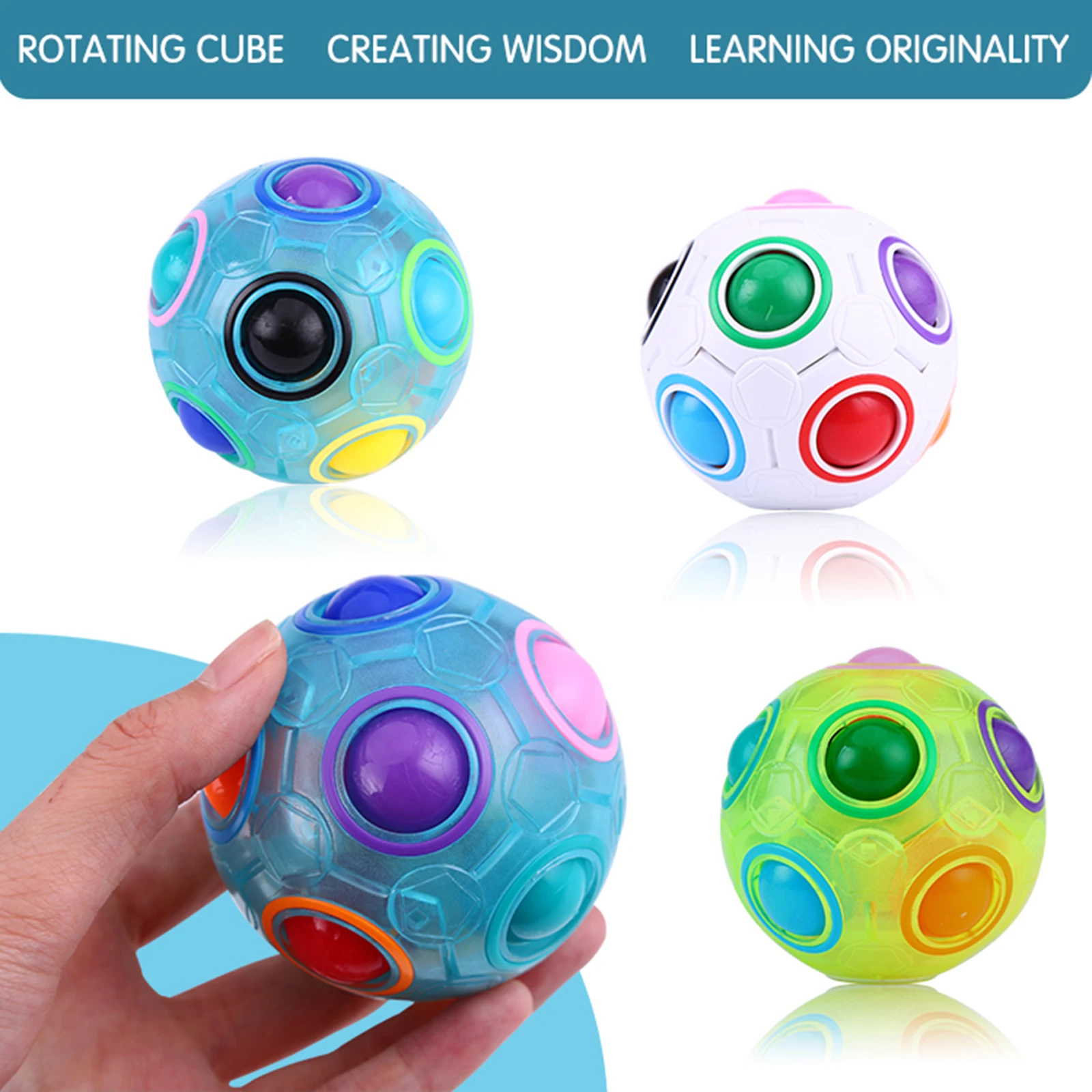 

Креативный волшебный куб-шар, игрушка-антистресс Монтессори, Радужный футбольный пазл, детские игрушки, игрушка для снятия стресса для дете...