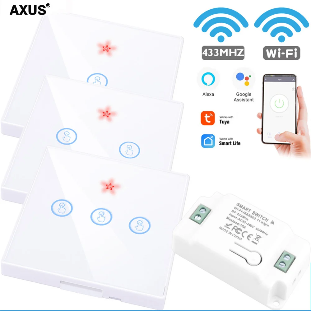 Умный светильник ный выключатель AXUS с поддержкой Wi Fi 433 МГц 110 220 В 10 А|Выключатели|