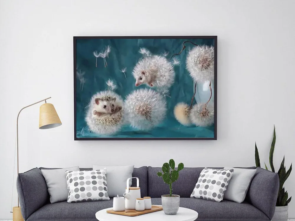 Алмазная вышивка ZOOYA 5D DIY с милым животным ежиком и одуванчиком, алмазная Вышивка крестиком, Круглая Мозаика, украшение CJ1074