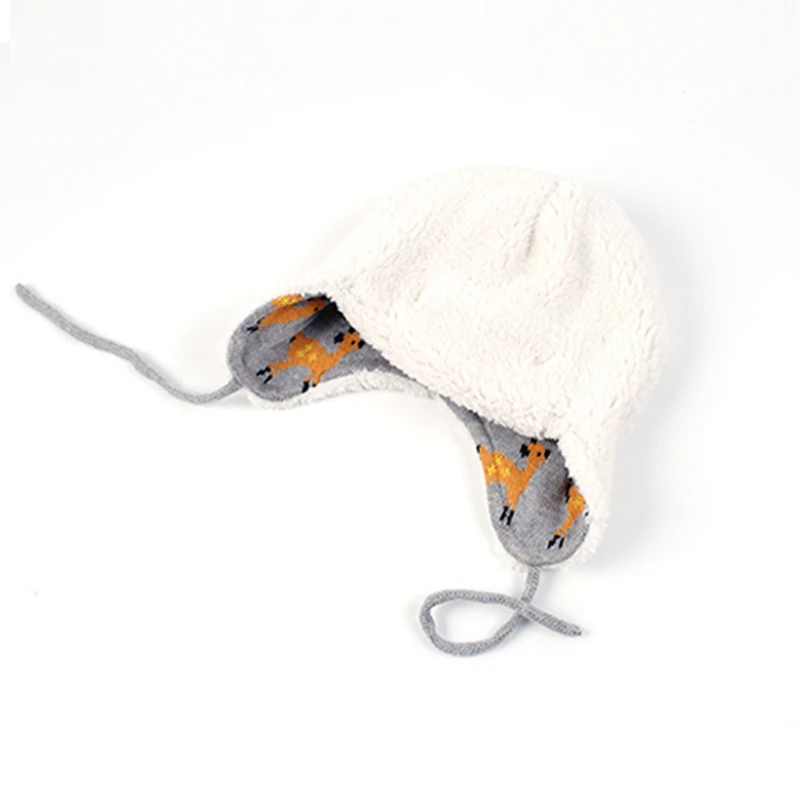 Зимняя шапка бомбер для мальчиков и девочек вязаная детская с ушками оленями