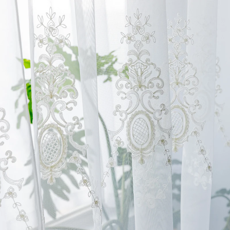 Белый вышитый занавес для спальни в деревенском стиле элегантные романтические