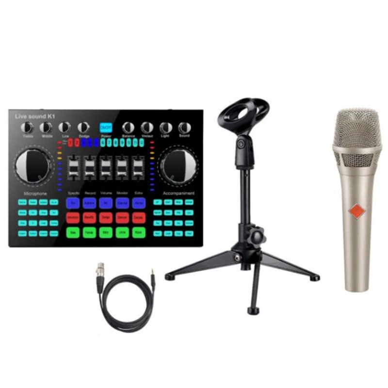 

K1 Voice Changer HIFI Live Sound Card Mixer Board Streaming Audio Bluetooth 5.0 Universal with Microphone