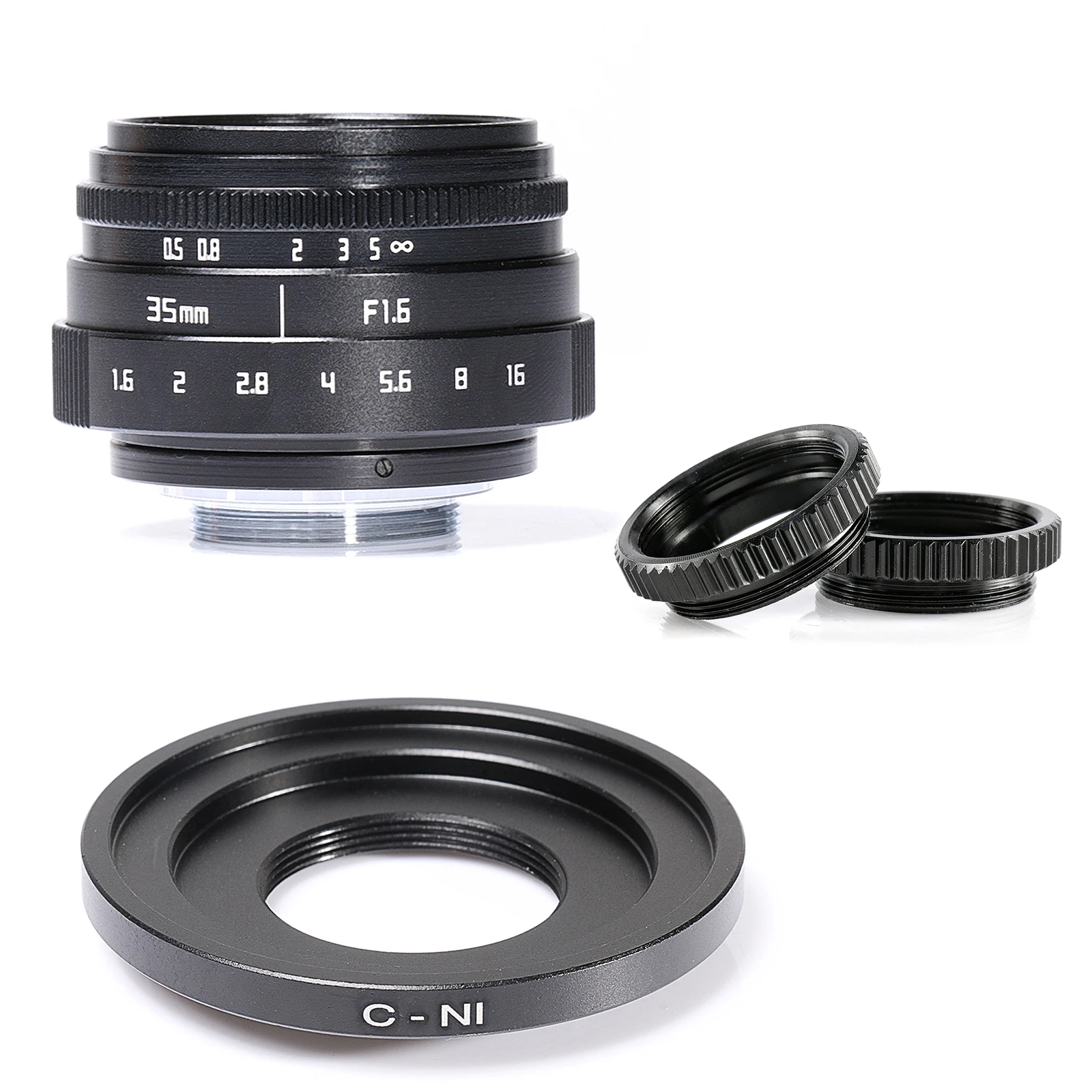 Мини 35 мм f/1,6 APS-C cctv объектив+ C-N1 адаптер кольцо+ 2 Макро кольцо для Nikon 1-mount Mirroless камеры