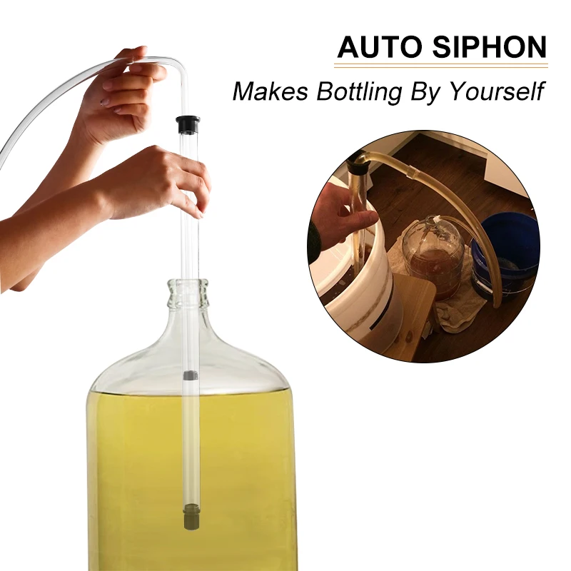 

Homebrew Auto Siphon Racking Cane Kit, Easy Siphon Rack with Tube Hose Clip Holder for Beer Wine Transfer Bottling Bucket Carboy