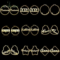 nextvance custom earrings stainless steel personalised name hoop earring nameplate handmade for women anniversary jewelry gift