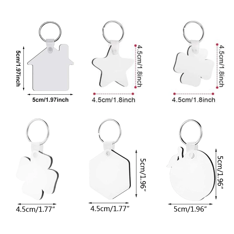 

12 Pcs Sublimation Blank Keychains Heat Transfer Key Chain Double-Side Printed MDF Keyrings Key Tags with Split Rings for DIY
