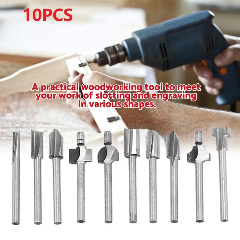 

10pcs 40mm HSS Router Bits Wood Trimmed Cutter Milling Cutter For Rotary Tools 1/8 " Shank Carpentry Router Bits