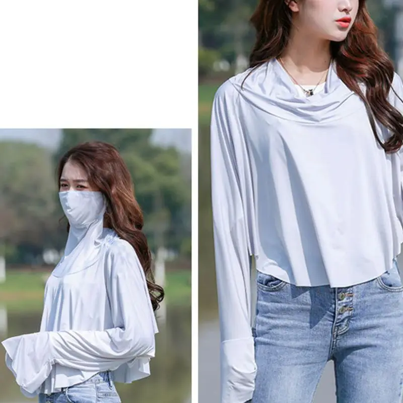 

Sunscreen Mask Shawl Breathable Ice Silk Sunscreen Mask Shawl Dustproof Integrated Face Cover Cloak Hot