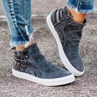 women boots autumn casual canvas shoes 2020 casual shoes fashion female women zipper buckle flat boots heel sneakers