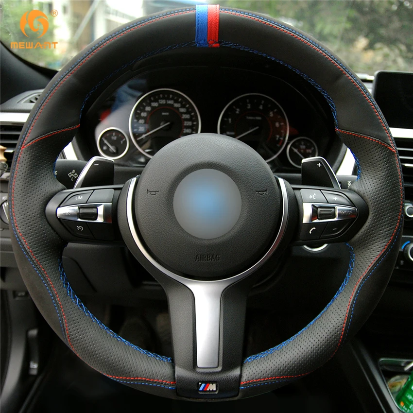 Черные кожаные черные замшевые автомобильные чехлы на руль для BMW F87 M2 F80 M3 F82 M4 M5 F12