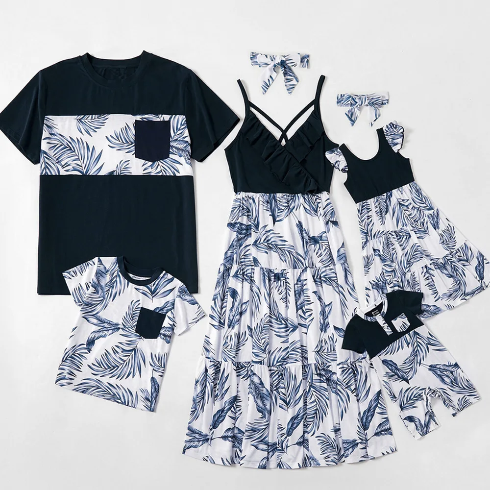 

Summer Family Matching Outfits Mother And Daughter Dress Father & Son T-Shirt Infant Baby Romper Family Look Clothes