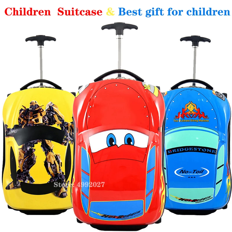3D Детский чемодан, автомобильный Дорожный чемодан, детский Дорожный чемодан на колесиках для мальчиков, Детский чемодан на колесиках от AliExpress WW