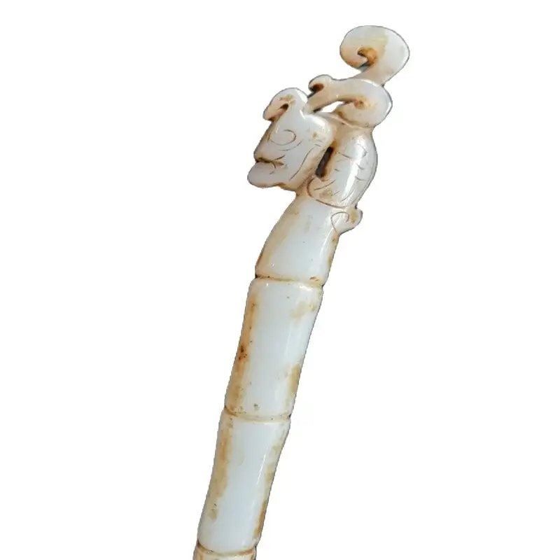 Китайские старые резная вручную полые статуи дракона фазана из нефрита