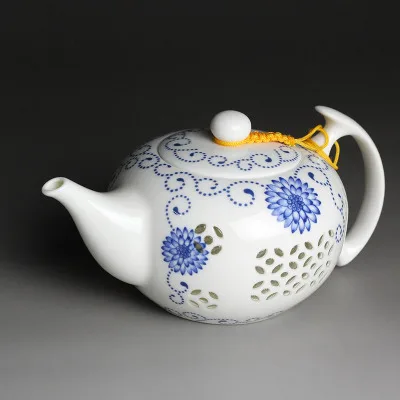 Керамический горшок с отверстиями синий и белый чайный домашний черный чай