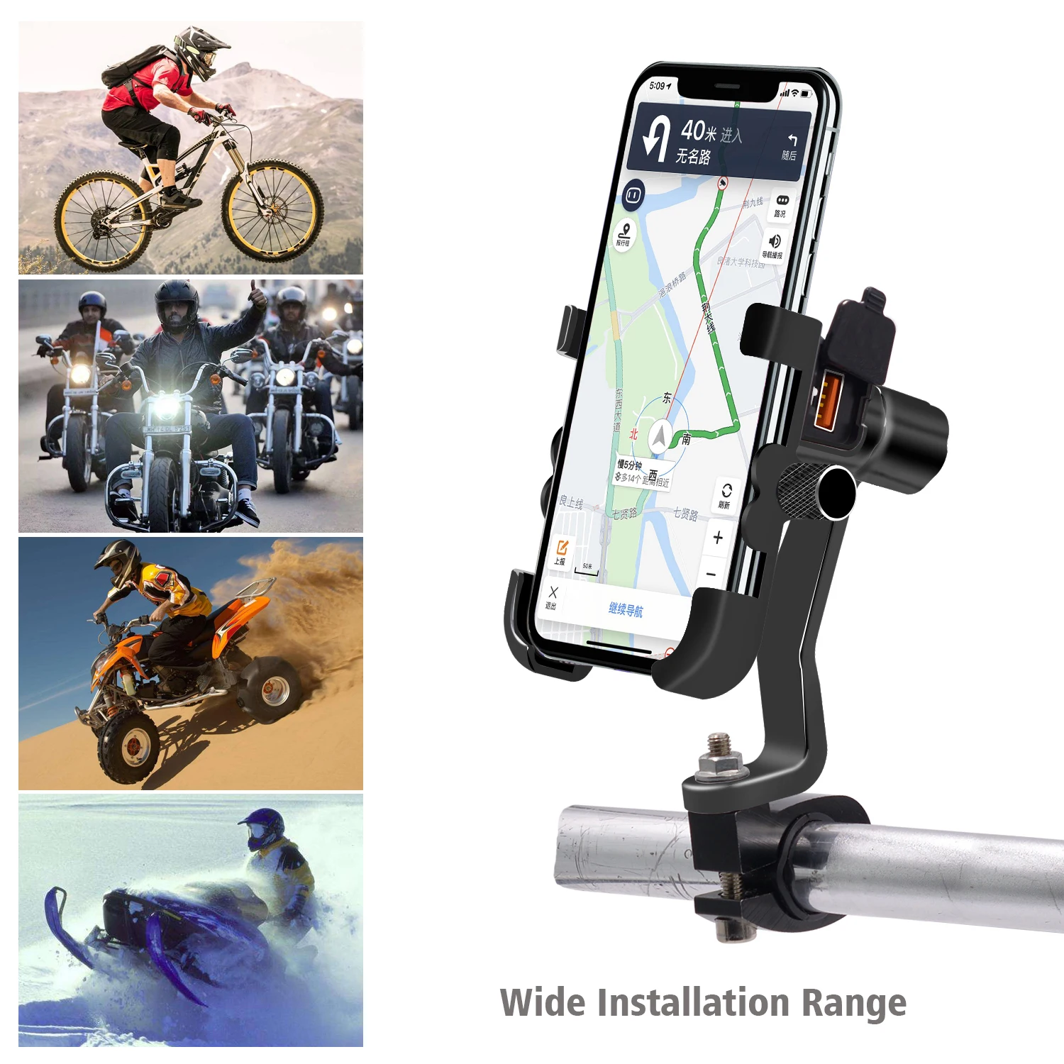 wupp new aluminum alloy phone holder stand by qc3 0 quick charge motorcycle usb charger waterproof navigation accessories free global shipping