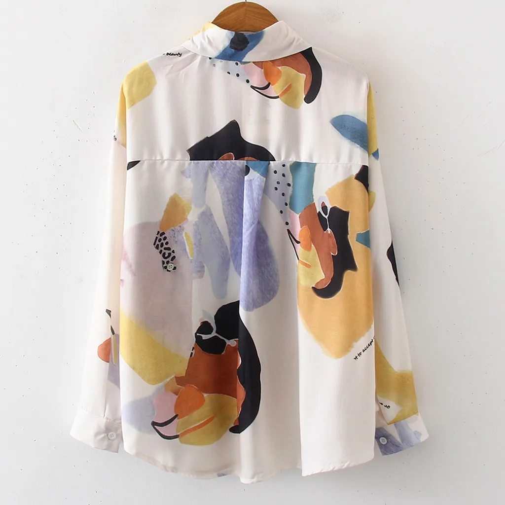 Женская винтажная рубашка SAGACE Повседневная с длинным рукавом и принтом Осень