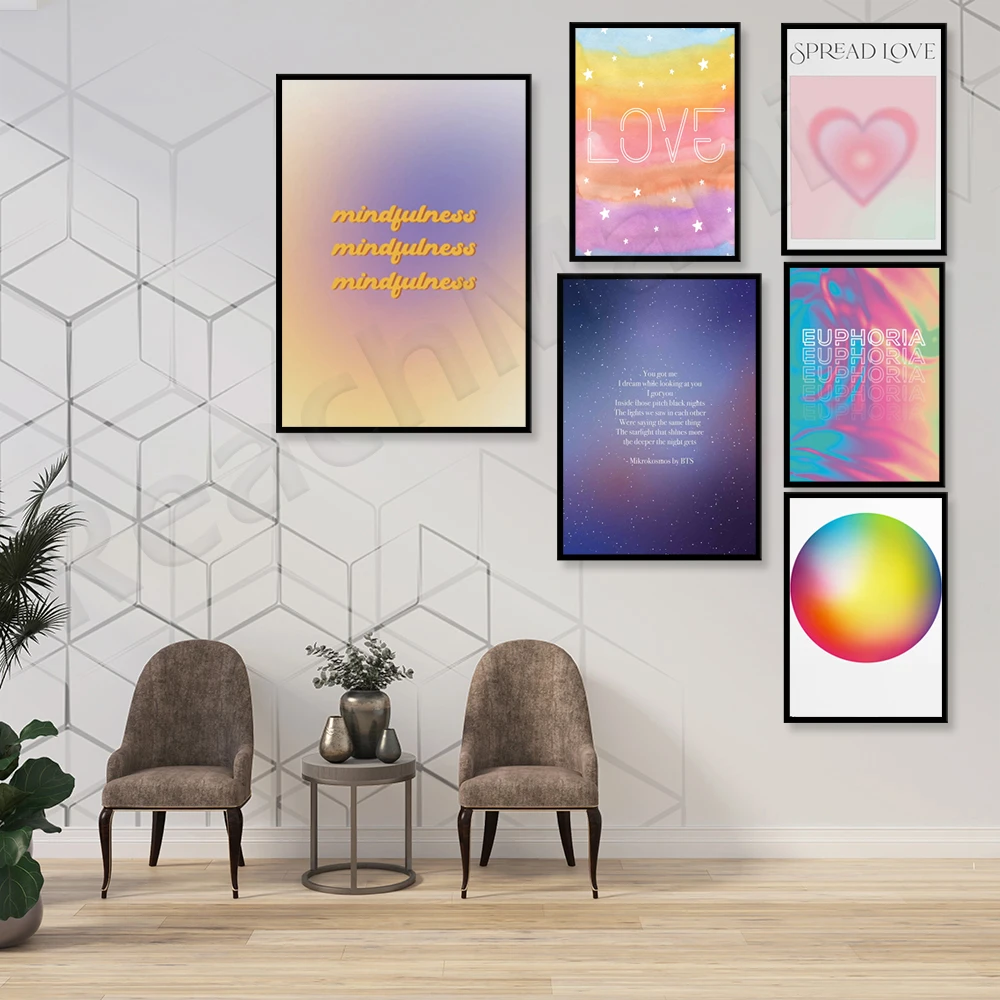 

Gradient wall art, psychedelic retro typography printing, neon printing gradient rainbow poster, retro quote wall art gradient p