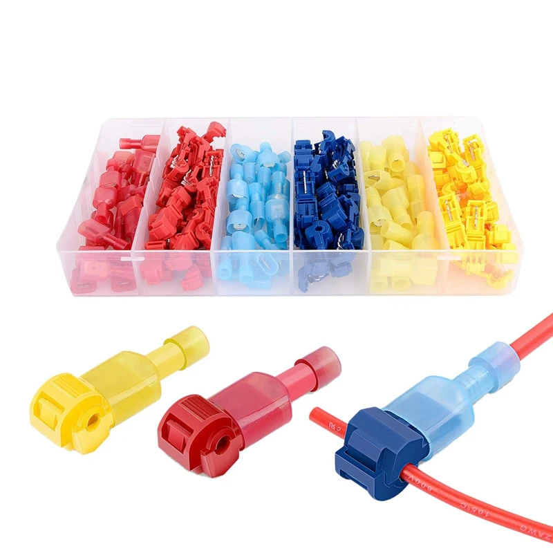 

120 Pcs/60 Pairs Quick Splice Wire Terminals T-Tap Self-Stripping With Nylon Fully Insulated Male Quick Disconnects Kit