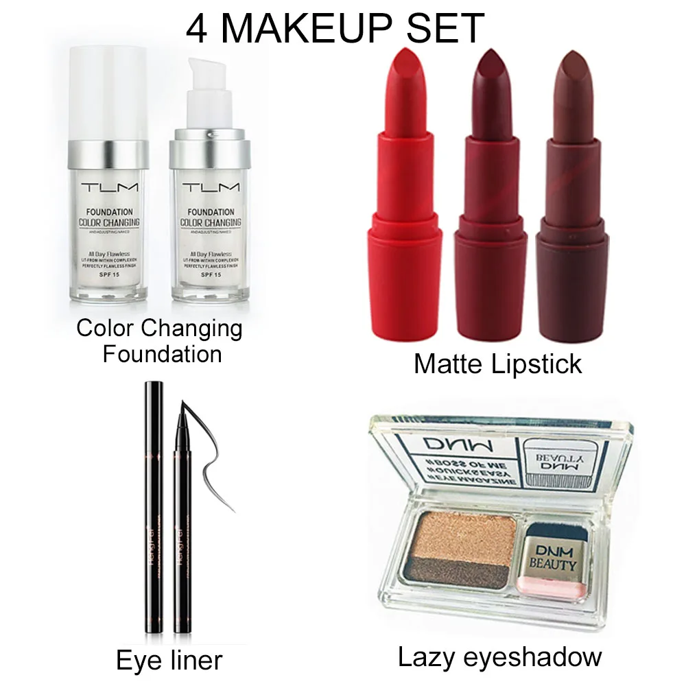 4 Makeup set Женский подарочный набор для макияжа, повседневный косметический набор для макияжа, наборы для макияжа для женщин, включая тени для век, помаду, подводку для глаз, тушь, основа - Цвет: 4 Makeup set