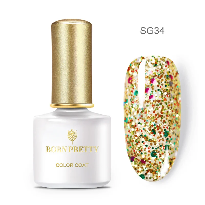 BP-SG34 Гель-лак для ногтей BORN PRETTY с блестящими блестками, 6 мл, глазирующий УФ-гель розового, золотого, серебряного цвета, сияющий, впитывающий УФ-Гель-лак для ногтей - Цвет: BP-SG34